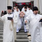 Procesión en la catedral grecocatólica de Kiev el 6 de enero de 2025