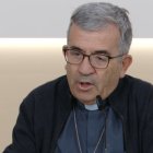 Luis Argüello, presidente de la Conferencia Episcopal Española y arzobispo de Valladolid, durante la rueda de prensa de presentación del Jubileo de los Jóvenes.