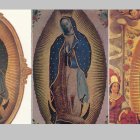 Distintas variantes de la Virgen de Guadalupe, se mantiene su simbología, pero en distintos marcos y formatos