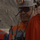 Mineros con la imagen de San Lorenzo.