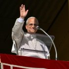 El Papa León XIV, durante el rezo del Ángelus este 8 de diciembre, solemnidad de la Inmaculada concepción.
