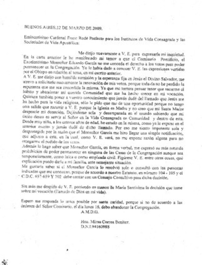 Segundo recurso al Card. Rodé