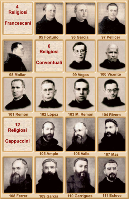 Los 233 beatificados en 2001: 4 franciscanos, 6 conventuales y 12 capuchinos.