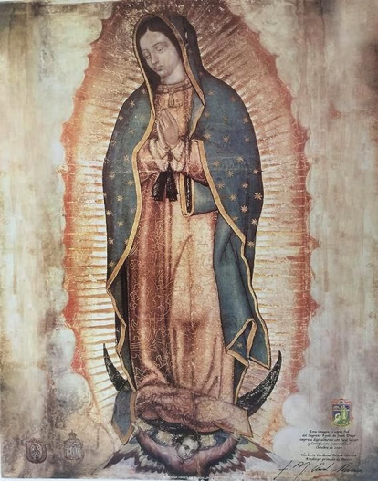 Copia de la tilma de Guadalupe autorizada y sellada por el arzobispado de México.