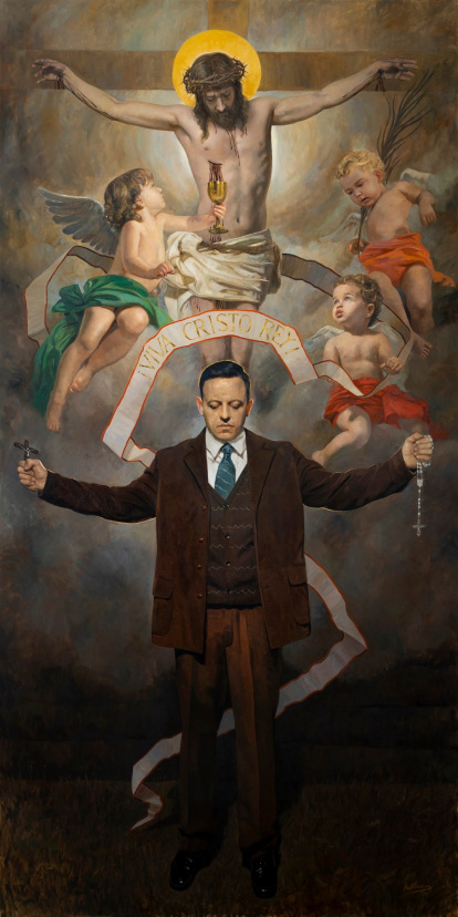 El beato Pro pintado por el malagueño Raúl Berzosa, para la capilla de Nuestra Señora de Belén en el Belen Jesuit Preparatory School, en Miami (Florida, EEUU).