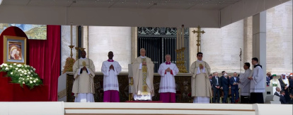 Misa de inicio de pontificado de León XIV, con el icono de Nuestra Señora del Buen Consejo, por decisión del Papa