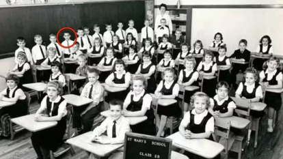León XIV a los 7 años, en 1962, en la escuela a la que asistía.