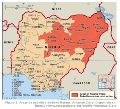 Zonas de Nigeria donde operan los yihadistas de Boko Haram (también actúan en los países vecinos)
