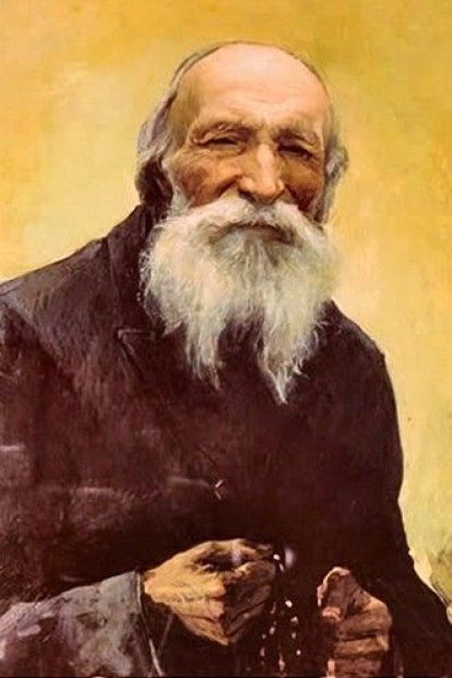 Cuadro que representa al Beato Longo, ya anciano, con el Rosario al que consagró su vida en las manos.