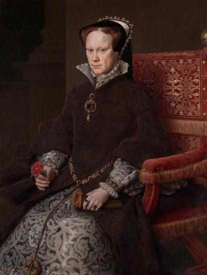 María Tudor (1516-1558), hija de Catalina, fue reina de Inglaterra e Irlanda entre 1553 y su muerte en 1558, e intentó una contrarreforma católica. Desde 1554 fue también reina consorte de España por su matrimonio con Felipe II, a su vez rey consorte de Inglaterra.