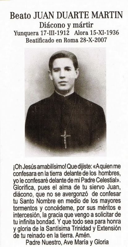 Oración al mártir Juan Duarte.