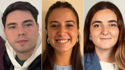 De izquierda a derecha, Ignacio Bellati, Camila Mignone y María del Rosario Calvi, de la Fraternidad de Agrupaciones Santo Tomás de Aquino (Fasta).