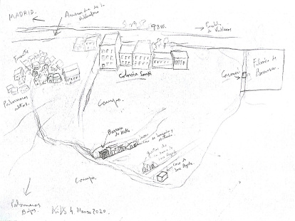 Plano de Palomeras altas. Dibujo de Kiko Argüello en marzo de 2020