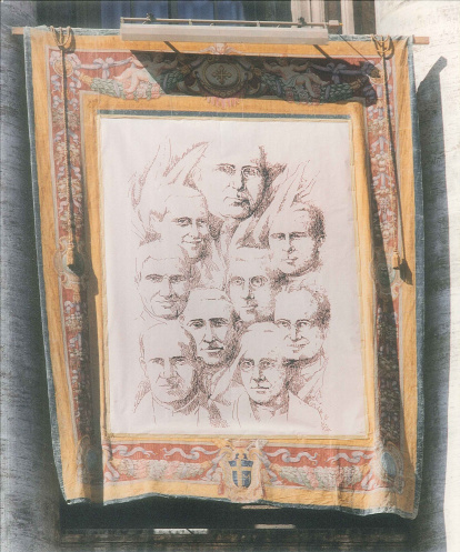 Tapiz de la beatificación del beato Martín Martínez y sus compañeros Operarios Diocesanos el 1 de cotubre de 1995.