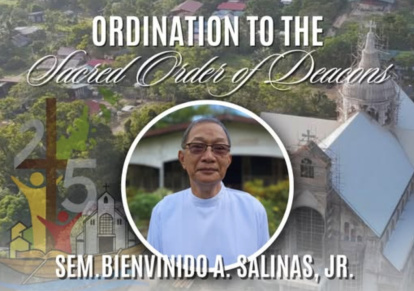 Cartel de la ordenación de diácono del filipino Salinas.