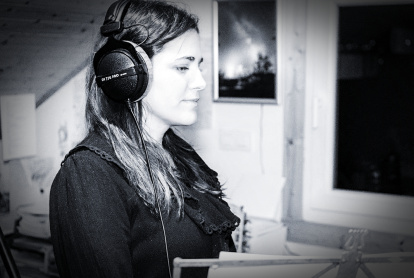 Laura Lebó (Gemma Galgani) grabando.