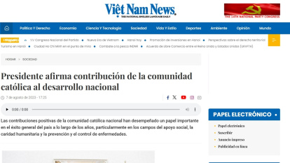 Un ejemplo del reconocimiento del Gobierno de Vietnam a la labor de la Iglesia en la República socialista.