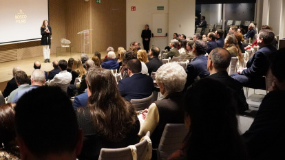 Lucía González-Barandiarán de Bosco Films presenta los Bosco Awards 2026 de artes en Madrid, ante personalidades del cine, el arte y la cultura