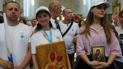 Voluntarios de Cáritas Ucrania en la peregrinación de verano al santuario mariano de Zarvanytsia