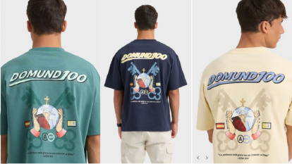 Signos papales, marianos y misioneros en la camiseta del Centenario del Domund, de Pati.te