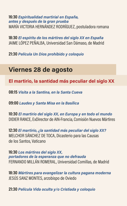 Programa del final del día 27 y 28 de agosto.