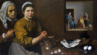 Diego Velázquez, 'Cristo en casa de Marta y María' (1618). National Gallery, Londres.