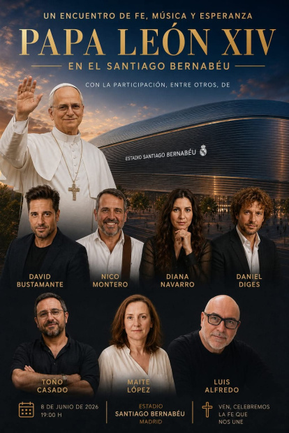 El 8 de junio, León XIV se encontrará con la Iglesia en Madrid en el estadio Santiago Bernabéu, en un gran acto de fe, música y oración con miles de fieles.