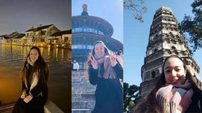Ainara en varios de los destinos que visitó durante su año en China.